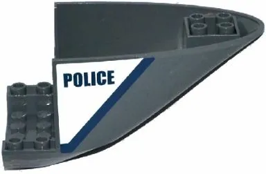 Aircraft Fuselage Aft Section Curved Bottom 6 x 10 with Dark Blue Line and 'POLICE' on White Background Pattern on Both Sides (Stickers) - Set 60067