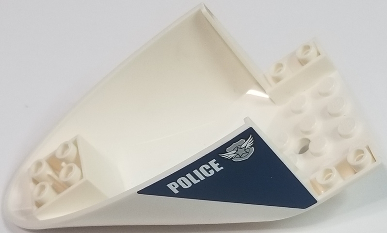 Aircraft Fuselage Aft Section Curved Bottom 6 x 10 with White 'POLICE' and Silver Badge with Wings Pattern on Both Sides (Stickers) - Set 60009