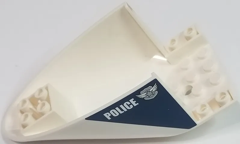 Aircraft Fuselage Aft Section Curved Bottom 6 x 10 with White 'POLICE' and Silver Badge with Wings Pattern on Both Sides (Stickers) - Set 60009