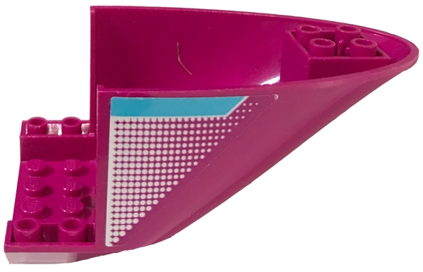 Aircraft Fuselage Aft Section Curved Bottom 6 x 10 with Medium Azure Stripe and White Fading Dots Pattern Model Right Side (Sticker) - Set 41317