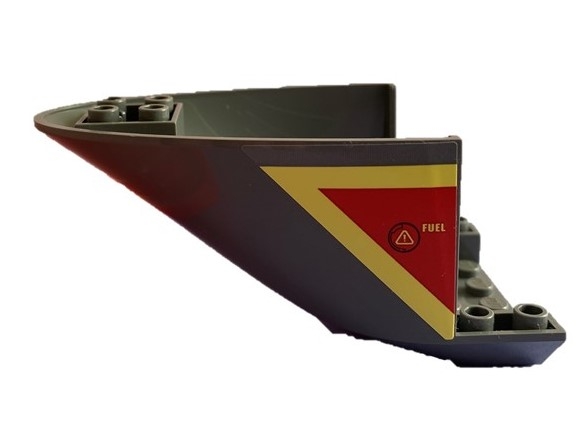 Aircraft Fuselage Aft Section Curved Bottom 6 x 10 with Yellow Lines and 'FUEL' on Red Background Pattern on Both Sides (Stickers) - Set 60217