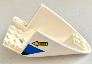 Aircraft Fuselage Aft Section Curved Bottom 6 x 10 with Blue and Dark Blue Stripes and Yellow Arrow with 'EJECT' Pattern on Both Sides (Stickers) - Set 60210