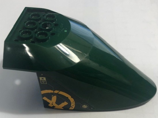 Aircraft Fuselage Aft Section Curved Bottom 6 x 10 with Bright Light Orange Ninjago Logogram Letter L in Circle Pattern (Sticker) - Set 71750