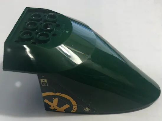 Aircraft Fuselage Aft Section Curved Bottom 6 x 10 with Bright Light Orange Ninjago Logogram Letter L in Circle Pattern (Sticker) - Set 71750