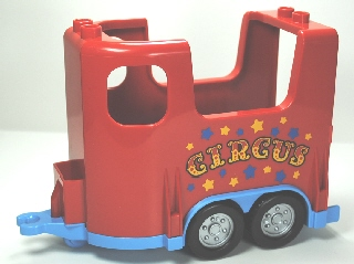 Duplo Horse Trailer with Medium Blue Base and Stars and 'CIRCUS' Pattern