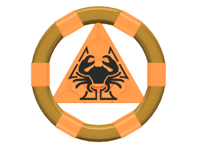 Ring with Center Triangle with Gold Bands and Crab Pattern (Atlantis Treasure Key)