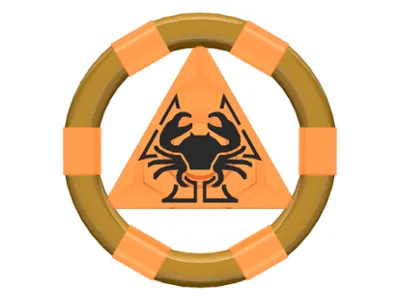 Ring with Center Triangle with Gold Bands and Crab Pattern (Atlantis Treasure Key)