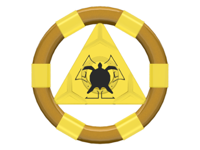 Ring with Center Triangle with Gold Bands and Turtle Pattern (Atlantis Treasure Key)