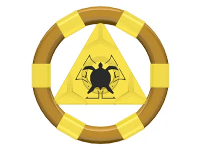 Ring with Center Triangle with Gold Bands and Turtle Pattern (Atlantis Treasure Key)