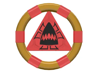 Ring with Center Triangle with Gold Bands and Shark Pattern (Atlantis Treasure Key)