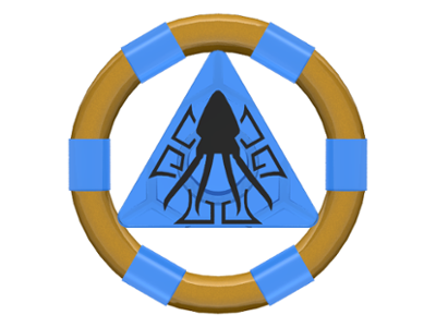 Ring with Center Triangle with Gold Bands and Squid Pattern (Atlantis Treasure Key)