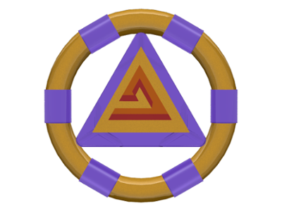 Ring with Center Triangle with Gold Bands and Triangle Pattern (Atlantis Treasure Key)
