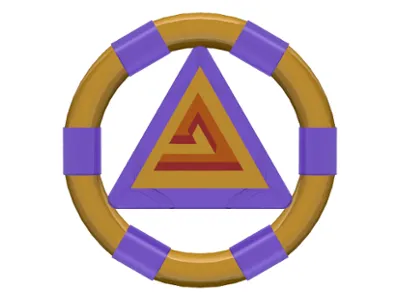 Ring with Center Triangle with Gold Bands and Triangle Pattern (Atlantis Treasure Key)