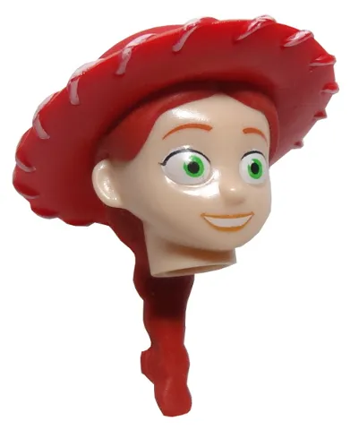 Minifigure, Head, Modified Female with Red Hat and Ponytail Pattern (Jessie)