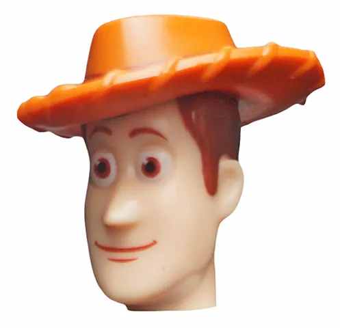 Minifigure, Head, Modified Male with Dark Orange Hat Pattern (Woody)