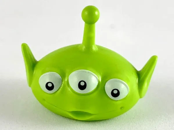 Minifigure, Head, Modified Alien with Antenna with Three White Eyes with Glints in Pupils Pattern