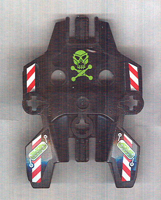 Hero Factory Shield, Type 1 with Lime Skull and Crossbones, Red and White Danger Stripes Pattern (Stickers) - Set 7156