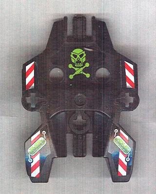 Hero Factory Shield, Type 1 with Lime Skull and Crossbones, Red and White Danger Stripes Pattern (Stickers) - Set 7156