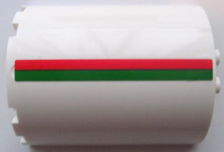 Cylinder Half 3 x 6 x 6 with 1 x 2 Cutout with Red and Green Stripes Pattern Model Right Side (Sticker) - Set 7939
