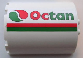 Cylinder Half 3 x 6 x 6 with 1 x 2 Cutout with Red and Green Stripes and Octan Logo Pattern Model Left Side (Sticker) - Set 7939