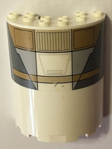 Cylinder Half 3 x 6 x 6 with 1 x 2 Cutout with Tan, Light Bluish Gray and Dark Bluish Gray Panels Pattern (Sticker) - Set 75053