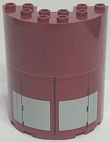 Cylinder Half 3 x 6 x 6 with 1 x 2 Cutout with Black Lines and Light Bluish Gray Rectangles Pattern (Sticker) - Set 75025