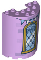 Cylinder Half 3 x 6 x 6 with 1 x 2 Cutout with Curved Lattice Window and Bunting Pattern