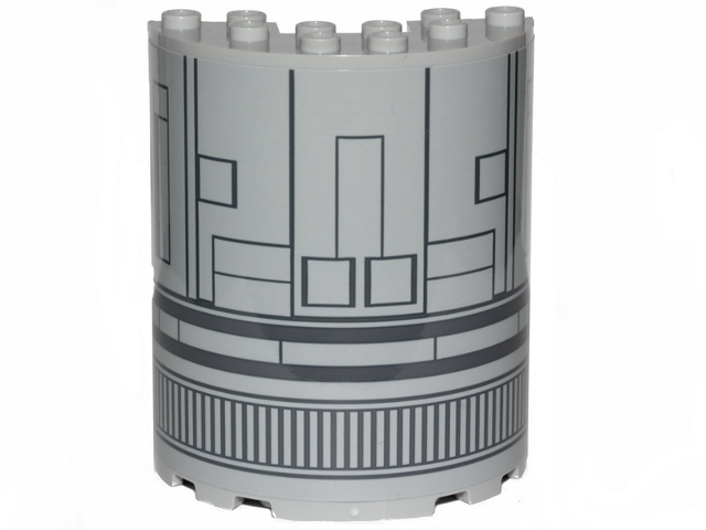 Cylinder Half 3 x 6 x 6 with 1 x 2 Cutout with SW The Razor Crest Hull Plates Pattern (Sticker) - Set 75292