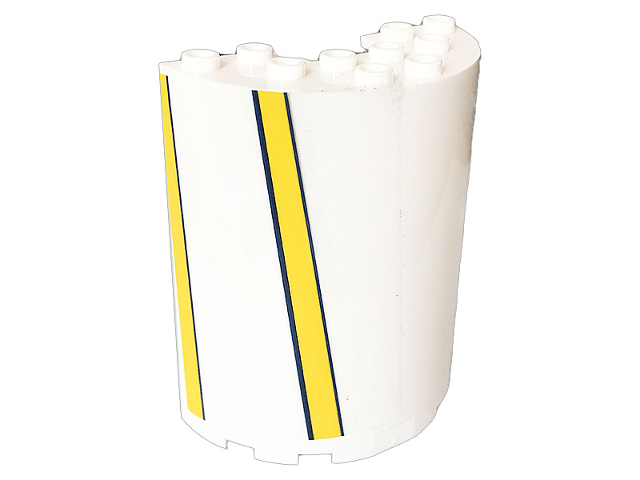 Cylinder Half 3 x 6 x 6 with 1 x 2 Cutout with Bright Light Orange Stripes Pattern Model Left Side (Sticker) - Set 41232