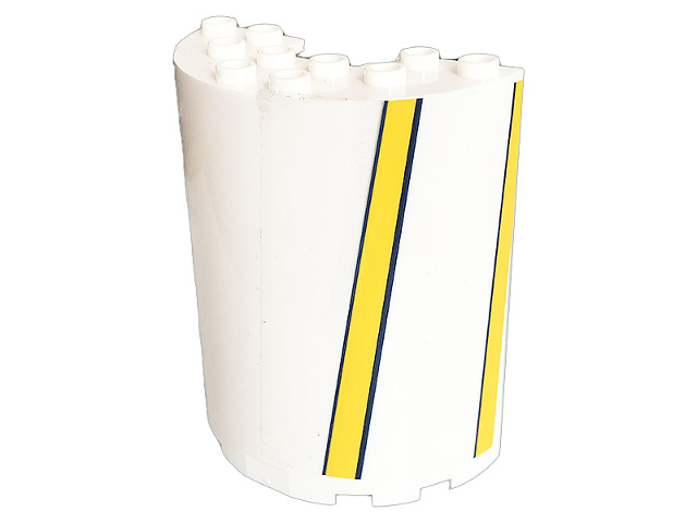 Cylinder Half 3 x 6 x 6 with 1 x 2 Cutout with Bright Light Orange Stripes Pattern Model Right Side (Sticker) - Set 41232