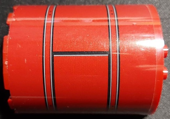 Cylinder Half 3 x 6 x 6 with 1 x 2 Cutout with Black and Light Bluish Gray Lines Pattern Model Left Side (Sticker) - Set 75275