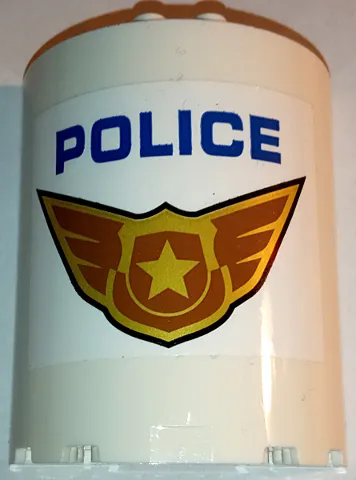 Cylinder Half 3 x 6 x 6 with 1 x 2 Cutout with Blue 'POLICE' and Gold Badge with Wings Pattern (Sticker) - Set 60210
