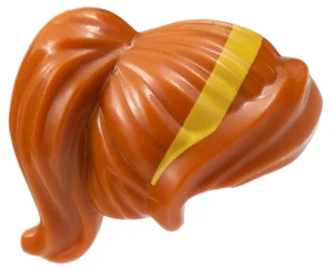 Minifigure, Hair Female Ponytail and Swept Sideways Fringe with Yellow Hairband Pattern