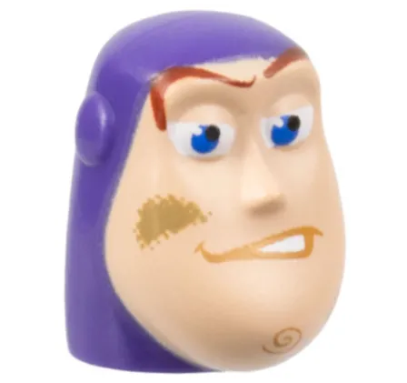 Minifigure, Head, Modified Buzz Lightyear with Dirt Stains Pattern