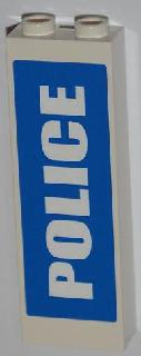 Brick, Modified 1 x 2 x 5 with Channel with White 'POLICE' on Blue Background Pattern (Sticker) - Set 7498