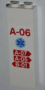 Brick, Modified 1 x 2 x 5 with Channel with 'A-06', EMT Star of Life and 3 Arrows with 'A-07', 'A-05' and 'B-01' Pattern (Sticker) - Set 4429