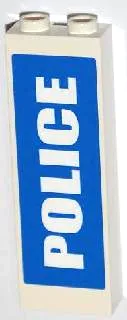 Brick, Modified 1 x 2 x 5 with Channel with White 'POLICE' on Blue Background Pattern (Sticker) - Set 7498