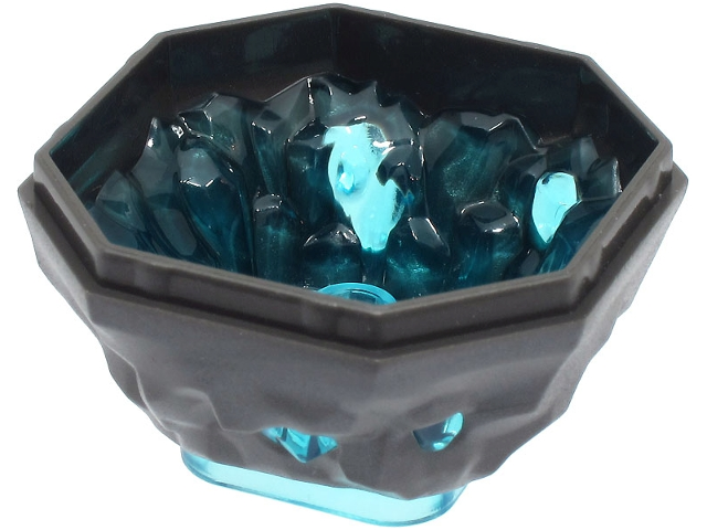 Rock 4 x 4 Octagonal Boulder, Bottom with Molded Trans-Light Blue Crystals Pattern