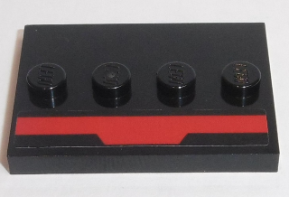 Tile, Modified 3 x 4 with 4 Studs in Center with Red Stripe Pattern (Sticker) - Set 75190