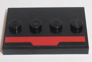 Tile, Modified 3 x 4 with 4 Studs in Center with Red Stripe Pattern (Sticker) - Set 75190