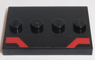 Tile, Modified 3 x 4 with 4 Studs in Center with Red Angled Stripes Pattern (Sticker) - Set 75190