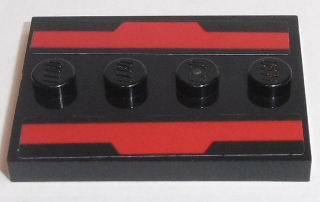 Tile, Modified 3 x 4 with 4 Studs in Center with Red Stripes Pattern (Stickers) - Set 75190