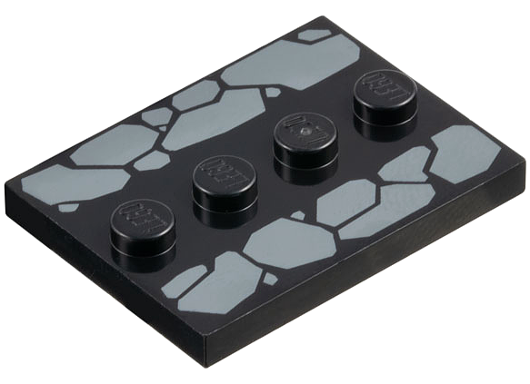 Tile, Modified 3 x 4 with 4 Studs in Center with Dark Bluish Gray Cobblestones Pattern