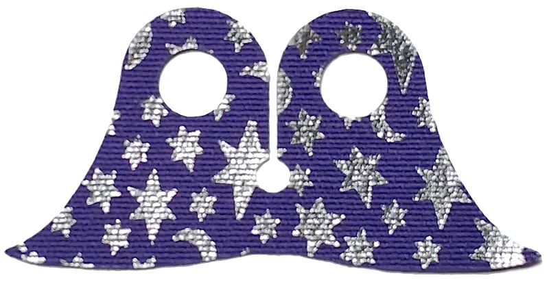 Minifigure Cape Cloth, Pointed Collar with Silver Stars and Crescent Moons Pattern - Traditional Starched Fabric