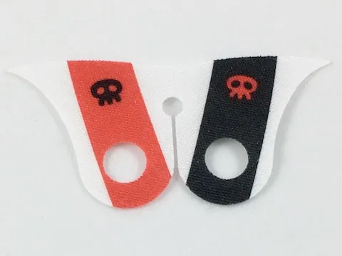 Minifigure Cape Cloth, Pointed Collar with Black Skull on Red Stripe and Red Skull on Black Stripe Pattern