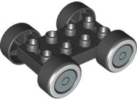 Duplo Car Base 2 x 4 with Black Tires and Whitewall and Silver Hubcap Wheels Pattern (88760 / 88762c01pb02)