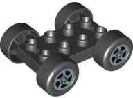 Duplo Car Base 2 x 4 with Black Tires and Silver Spinner Wheels Pattern (88760 / 88762c01pb05)