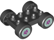 Duplo Car Base 2 x 4 with Black Tires and Light Aqua Hub with Flower Wheels Pattern (88760 / 88762c01pb07)