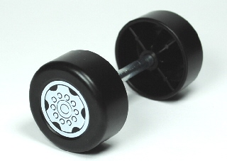 Duplo Wheel Double Assembly with Metal Axle and Light Bluish Gray Sport Pattern