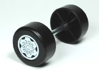 Duplo Wheel Double Assembly with Metal Axle and Light Bluish Gray Sport Pattern